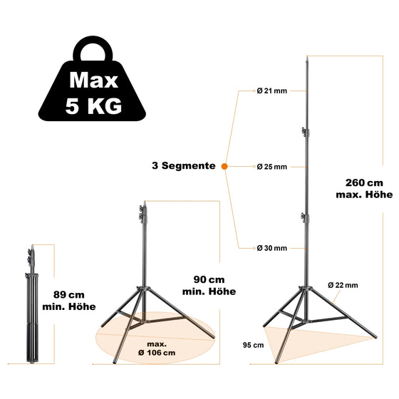 Walimex pro LED Sirius 160 Bi Color 65W - 2er Set inkl. 2x Stativ 2,6m und Fernbedienung